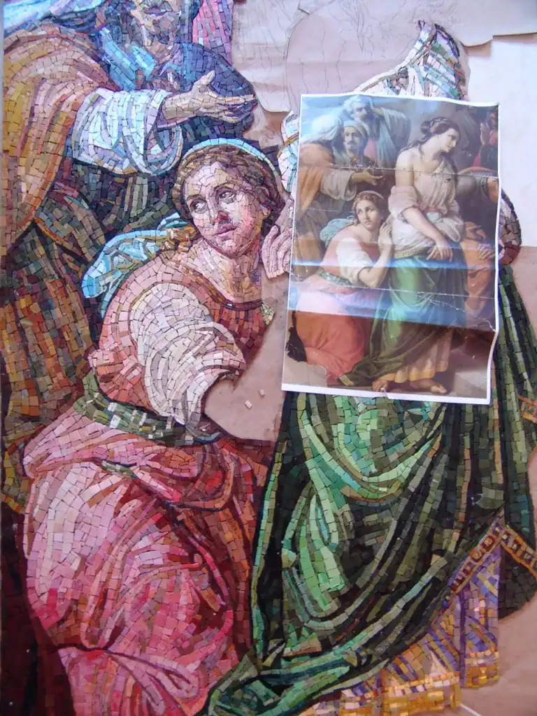 Mosaic Mural Work in progress with Rendering