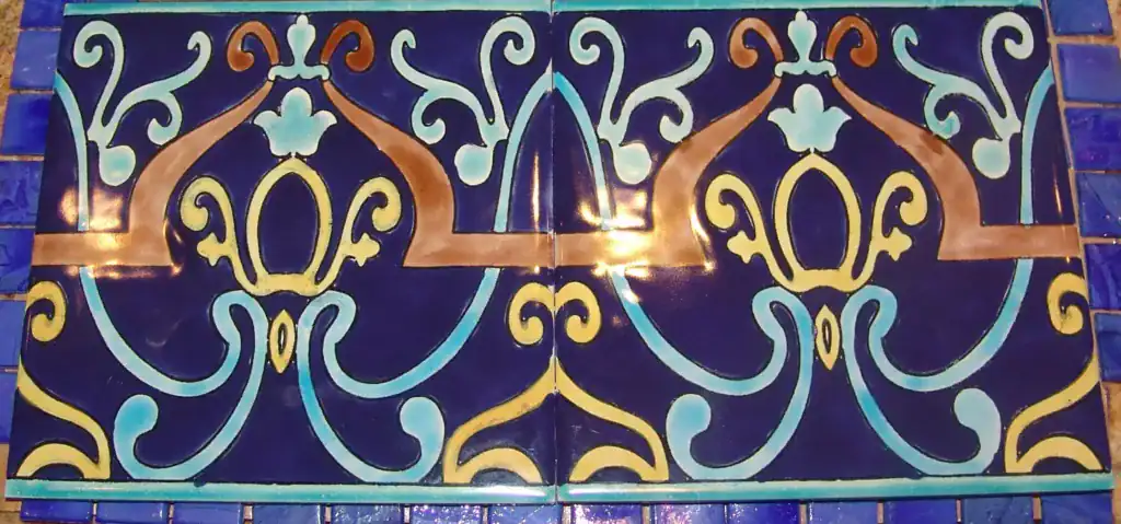 Bissin Hand painted tile for blue tile pool