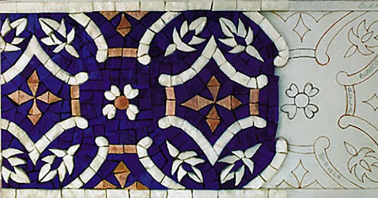 Example of Mosaiclegs Border Design Hand Cut Mosaic pool mosaic designs