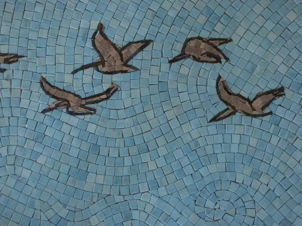 San Diego Airport Mosaic Mural birds flying by