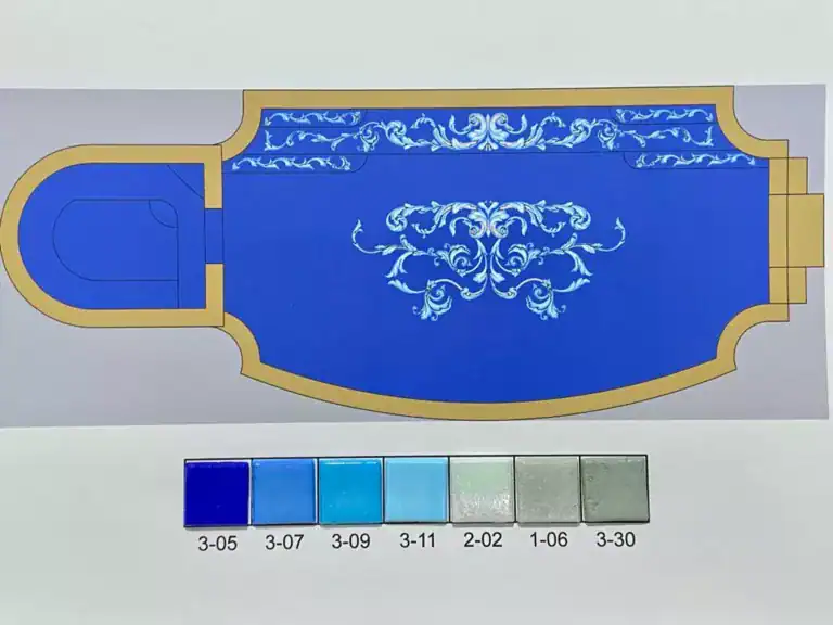 Final custom mosaic pool design  Harpen project | Mosaiclegs
