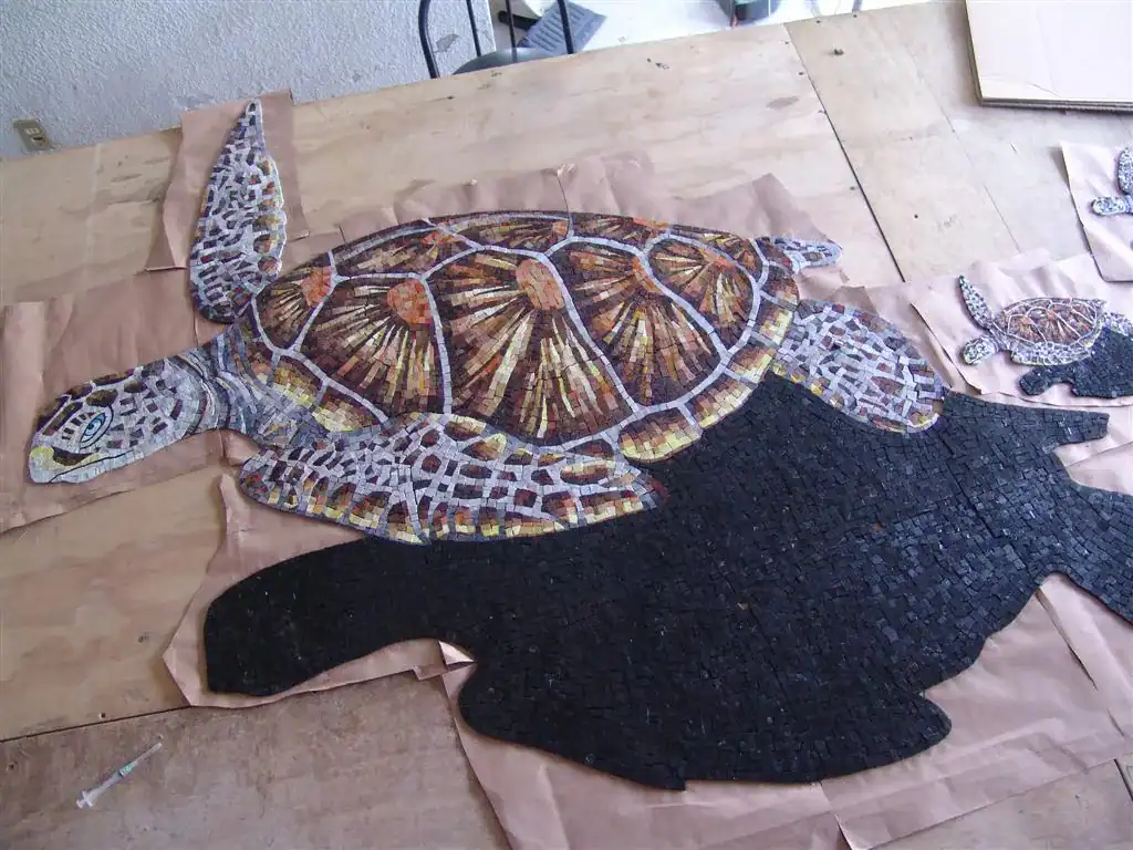Brown mosaic pool turtle